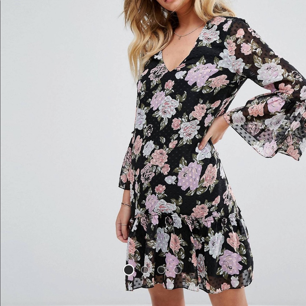 Floral Printed Mesh Dress NWT